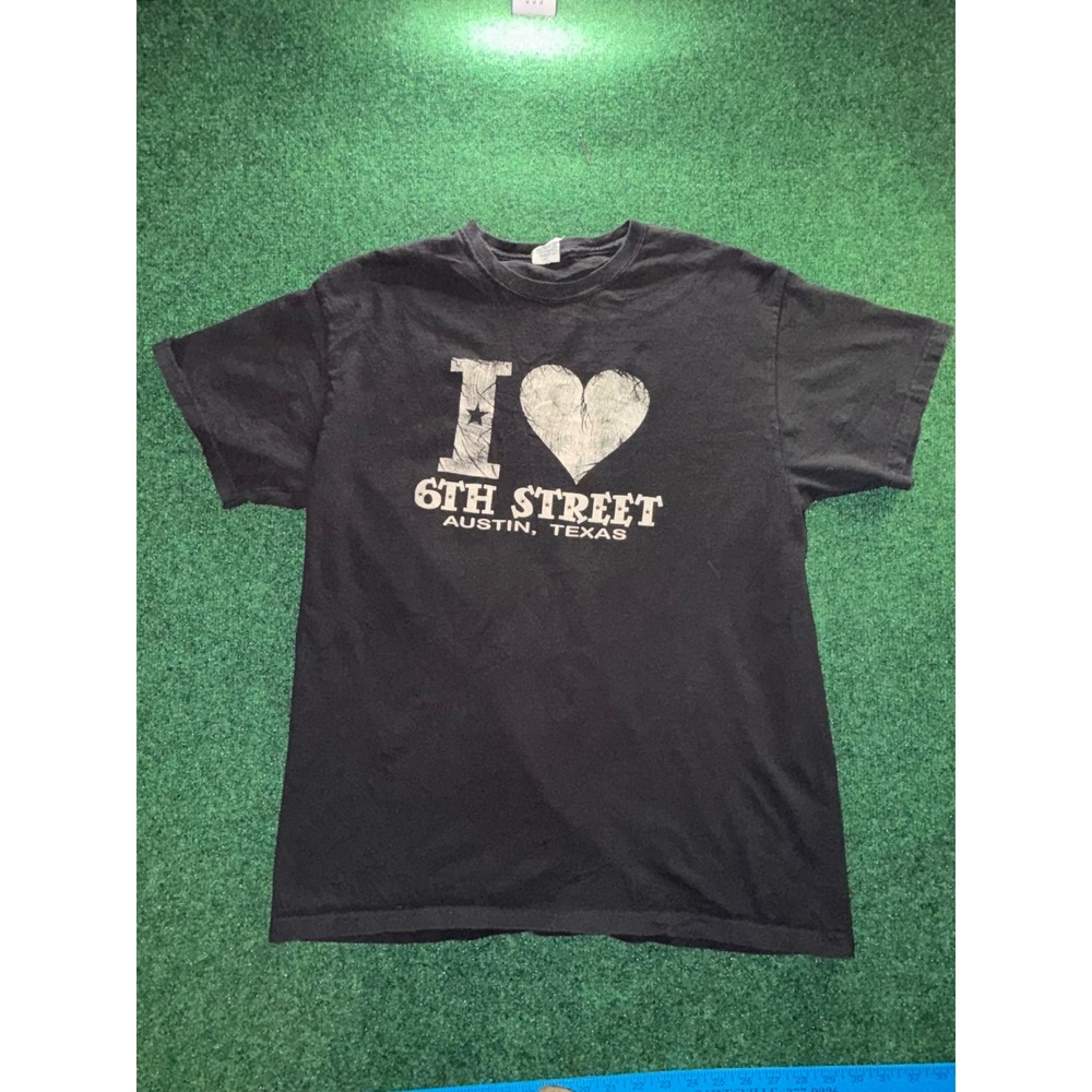Delta Pro Weight Austin Texas 6th Street Graphic T-Shirt Black Large
